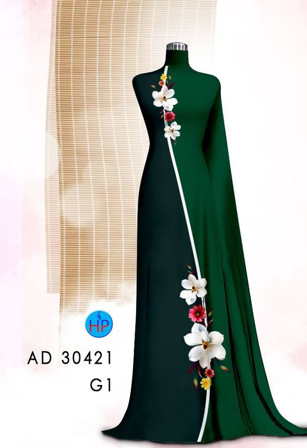 Vải Áo Dài Hoa In 3D AD 30421 5